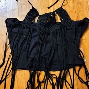 Charlotte Rousse. Hippy Boho, Bohemian Top. Black. Size Large. Juniors.